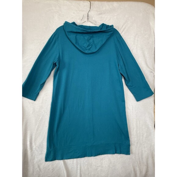 LL Bean Bright Blue Full Zip Hooded 3/4 Sleeve Beach Swim Cover Up Dress Small - Picture 11 of 14